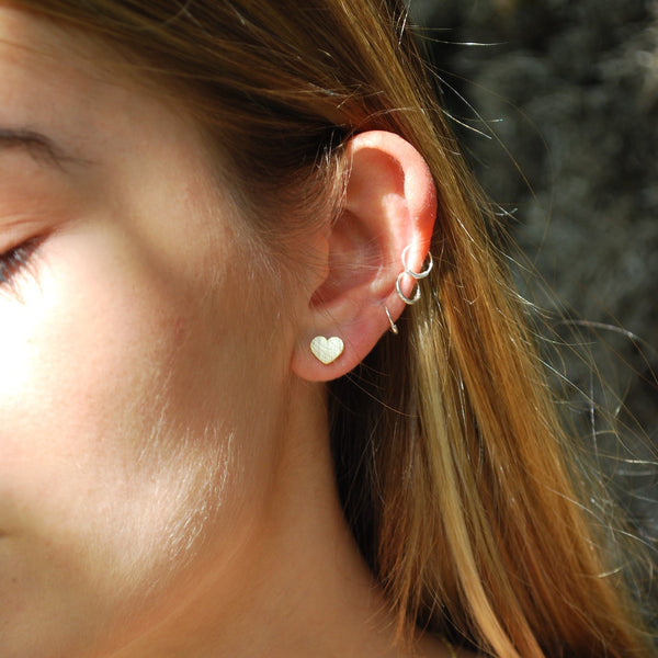 Small Heart Matt 20k Gold plated Earrings