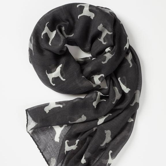 Grey Dog Print Scarf