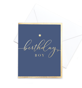 Birthday Boy Card in Navy and Gold