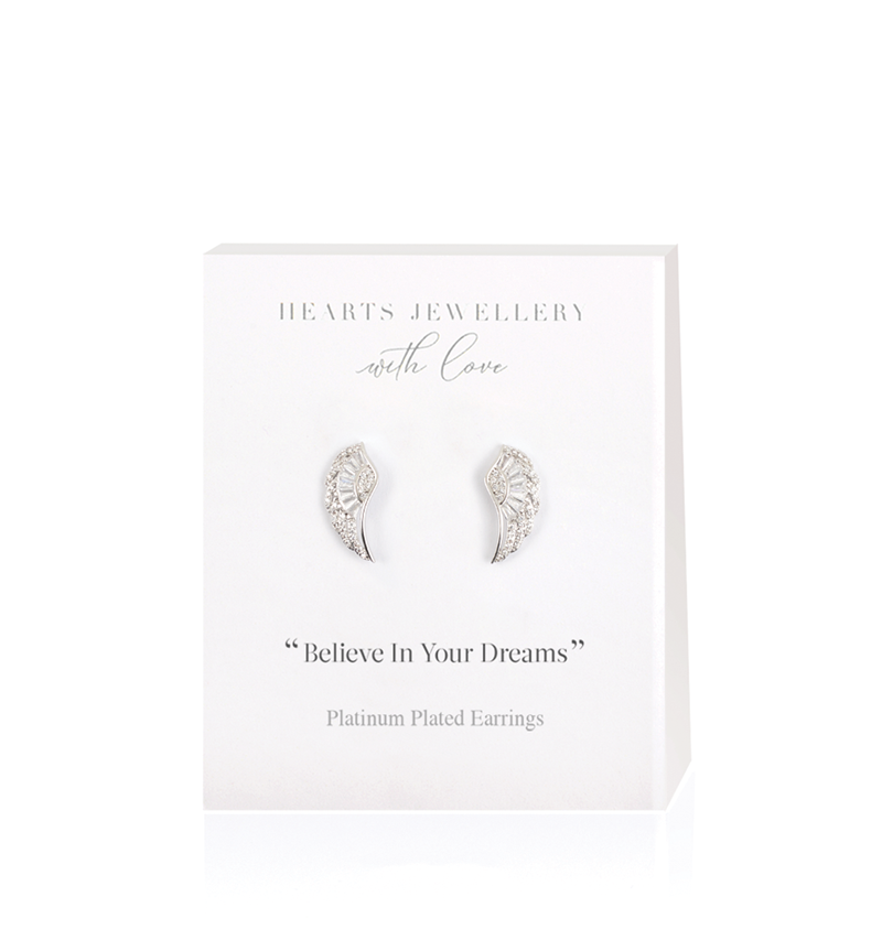 Angel Wing Earrings in Platinum Plate