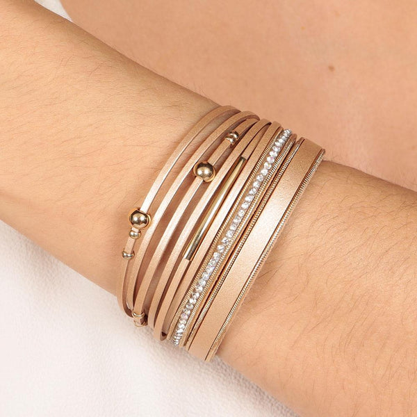 Gold Three Row Wrap Bracelet