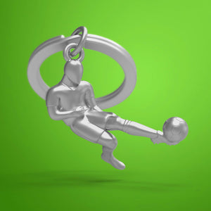 METALMORPHOSE CHROME FOOTBALL PLAYER AND BALL KEYRING