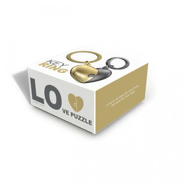 METALMORPHOSE TWO PIECE GREY AND GOLD HEART PUZZLE KEYRING
