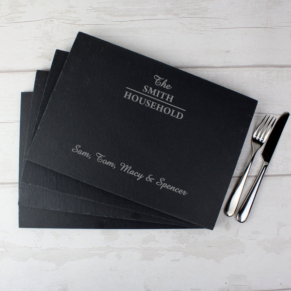 Personalised Family Slate Rectangle Placemat 4 Pack