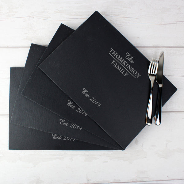 Personalised Family Slate Rectangle Placemat 4 Pack