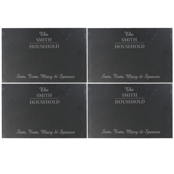 Personalised Family Slate Rectangle Placemat 4 Pack
