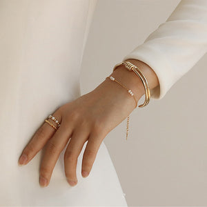 Freshwater Pearl Trio Fine Chain Bracelet 18k Gold plate