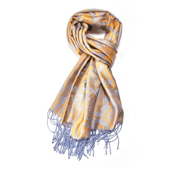 Fine Pashmina in Mustard and Silver
