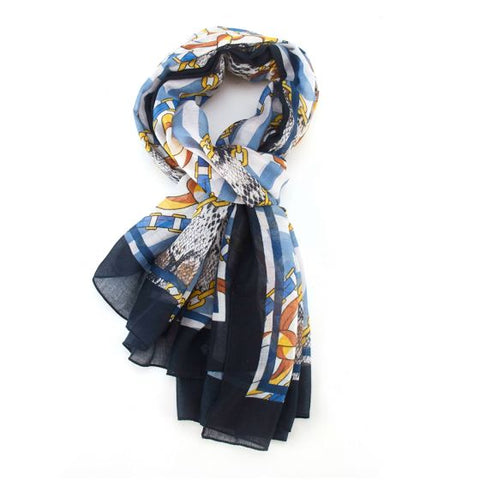 Navy Snakeskin Chains printed Scarf