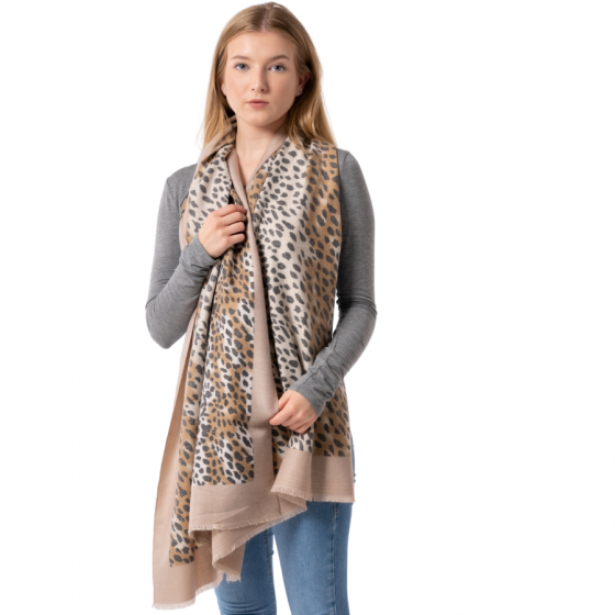 Large Taupe Leopard print Scarf