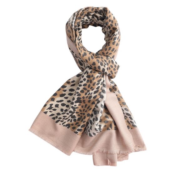 Large Taupe Leopard print Scarf