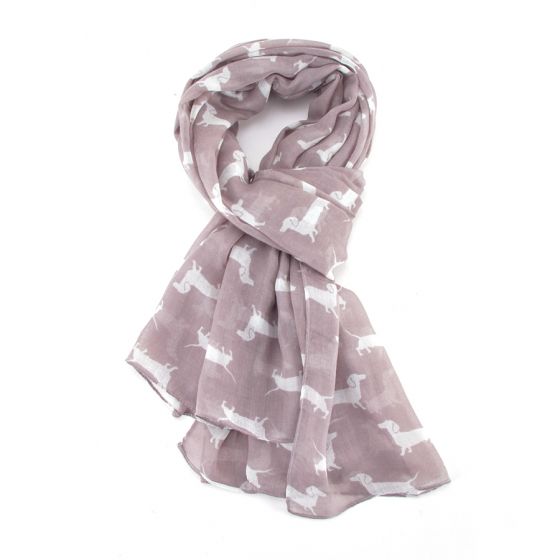 Dachshunds Grey printed Scarf