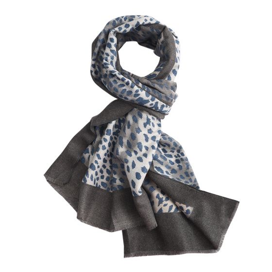Large Grey Leopard print Scarf