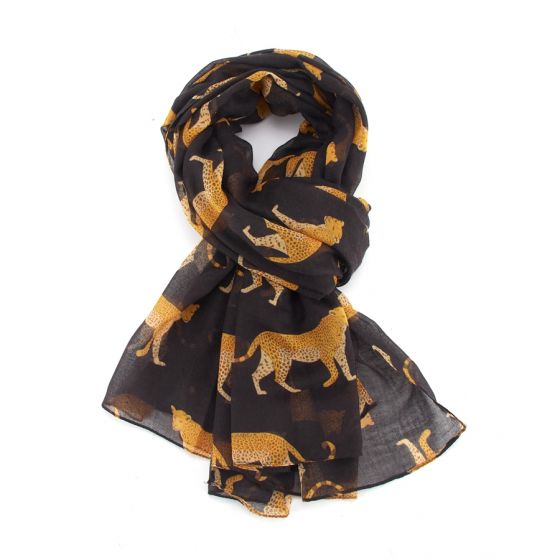 Black Printed Cheetah Scarf