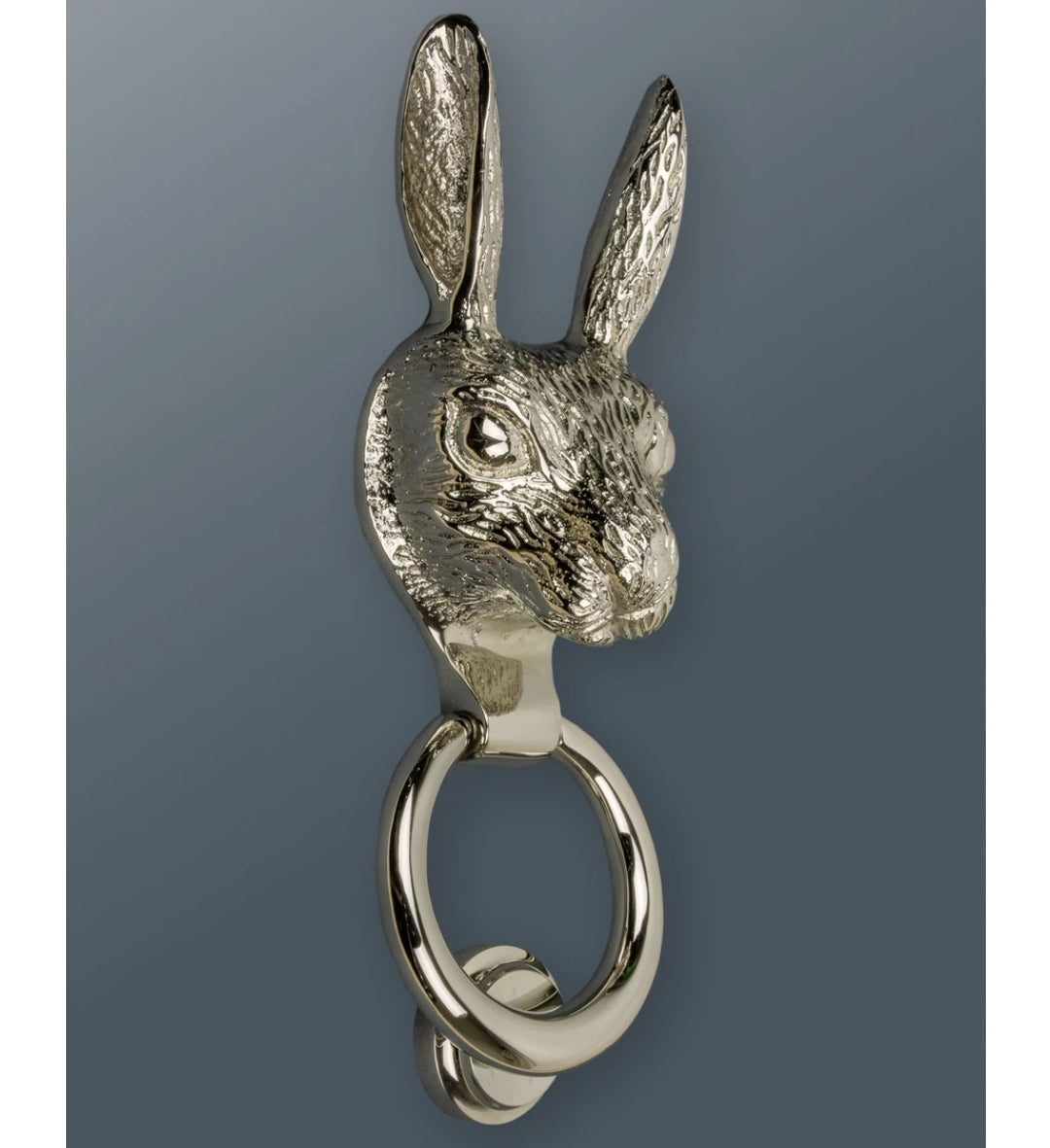 Brass Hare Door Knocker - Nickel Finish