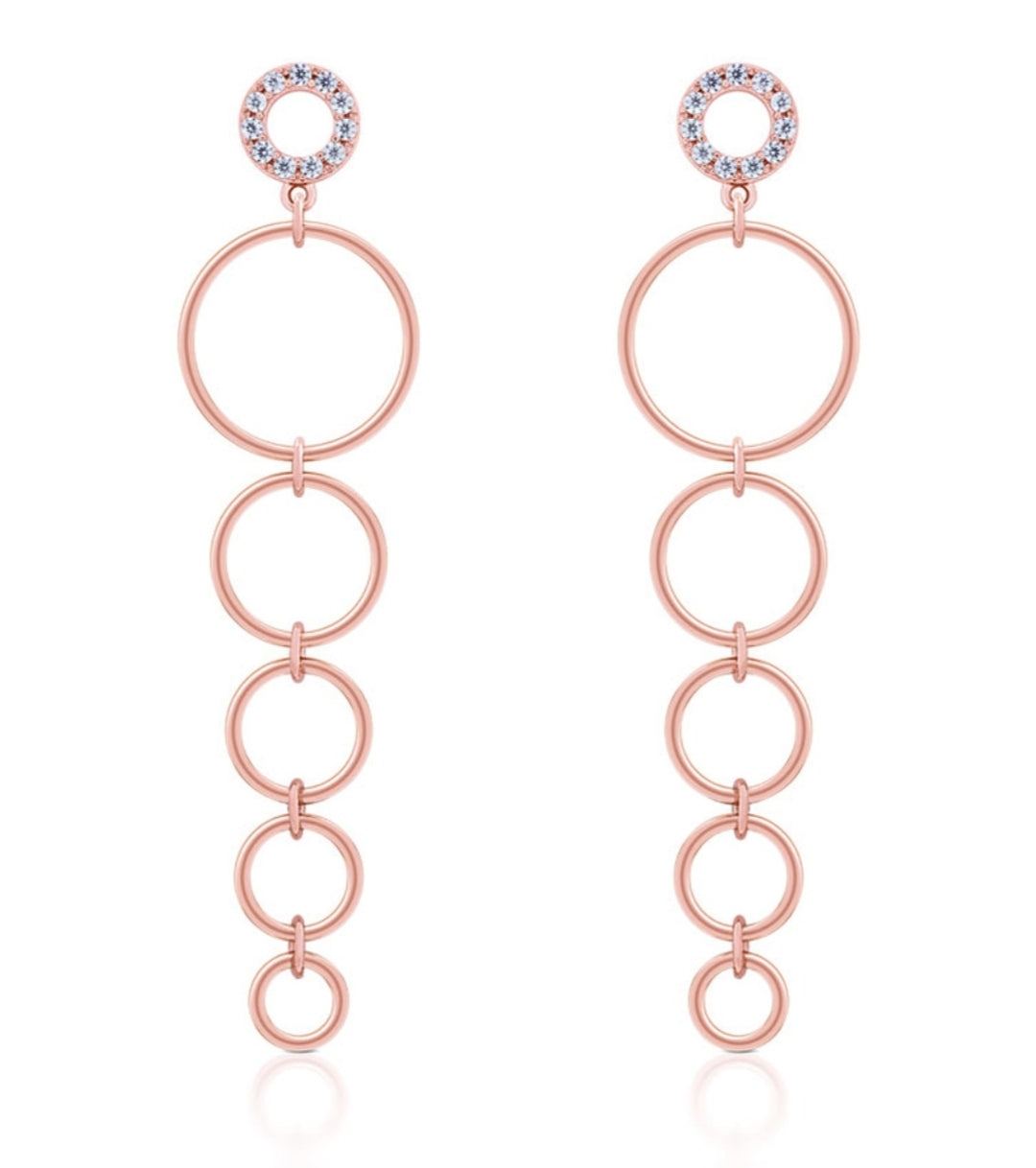 Rose Gold Circle Drop Earrings