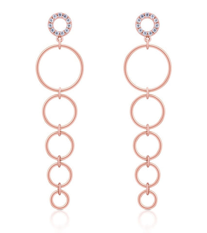 Rose Gold Circle Drop Earrings