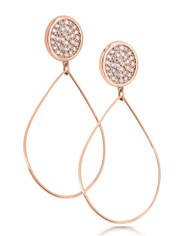 Rose Gold Pave Drop Earrings