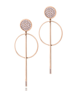 Rose Gold Pave Hoop & Stem Earrings