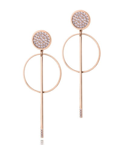 Rose Gold Pave Hoop & Stem Earrings