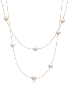 Rose Gold Necklace Pearls & Chain
