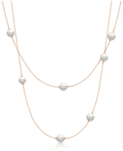 Rose Gold Necklace Pearls & Chain