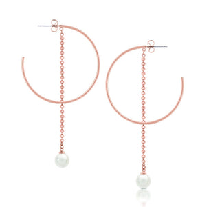 Rose Gold Pearl and Chain Earrings