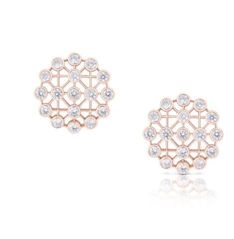 Rose Gold Net Stud Earrings