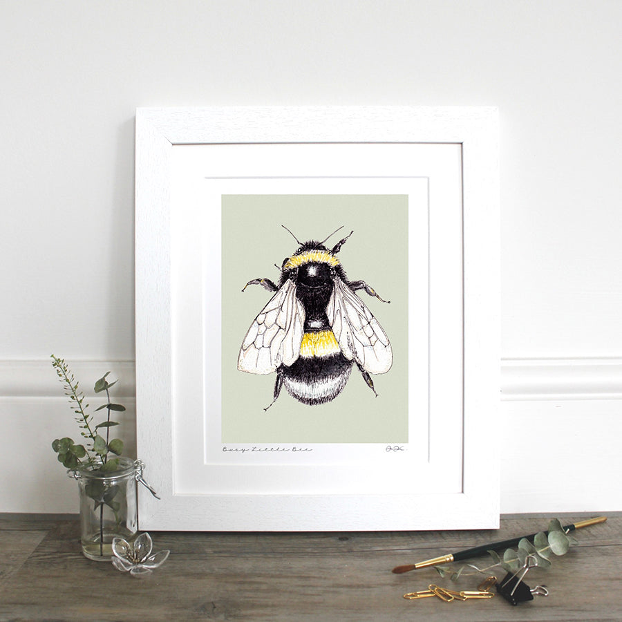 Busy Little Bee 10x12" Mounted Fine Art Print