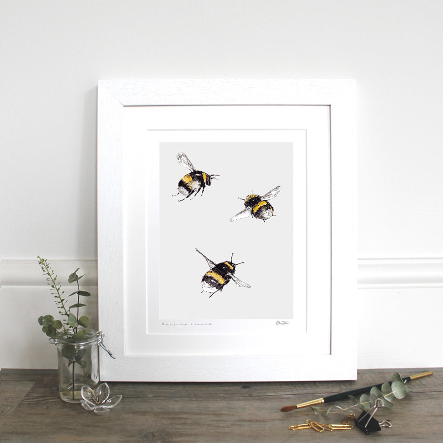 Buzzing Around 10x12" Mounted Fine Art Print