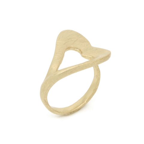 Simple Heart Ring in Brushed Gold Plate