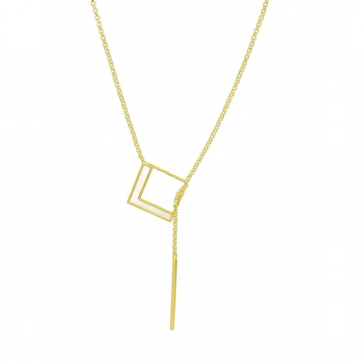 Thread Through Mother of Pearl in Brushed Gold