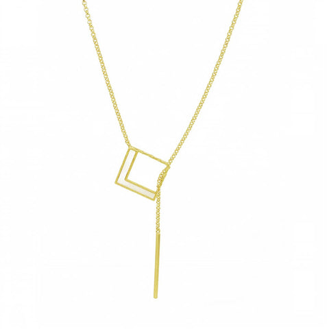Thread Through Mother of Pearl in Brushed Gold