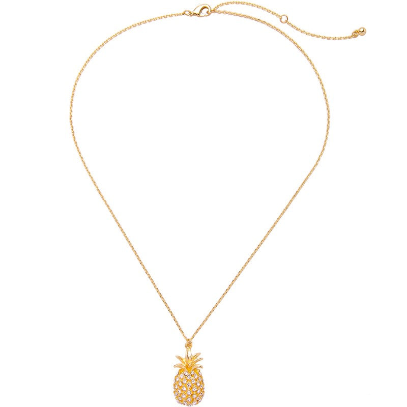 Crystal Pineapple Necklace in Gold