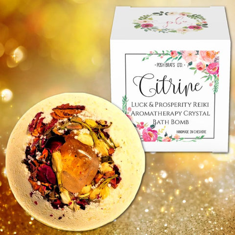 Citrine Prosperity Aromatherapy Reiki Crystal Bath Bomb VEGAN