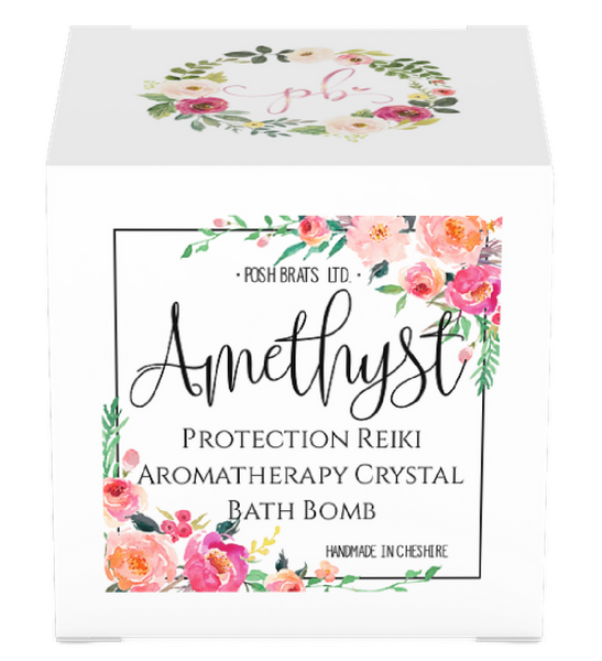 Amethyst Protection Aromatherapy Reiki Crystal Bath Bomb VEGAN