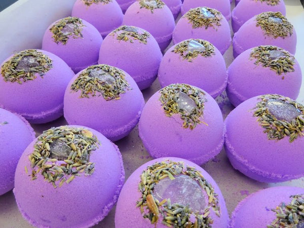 Amethyst Protection Aromatherapy Reiki Crystal Bath Bomb VEGAN