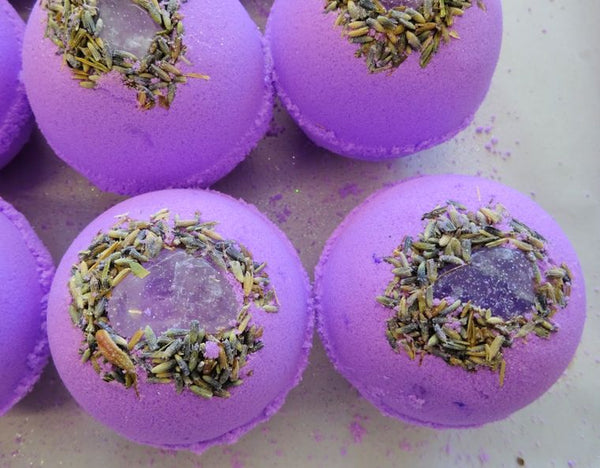 Amethyst Protection Aromatherapy Reiki Crystal Bath Bomb VEGAN